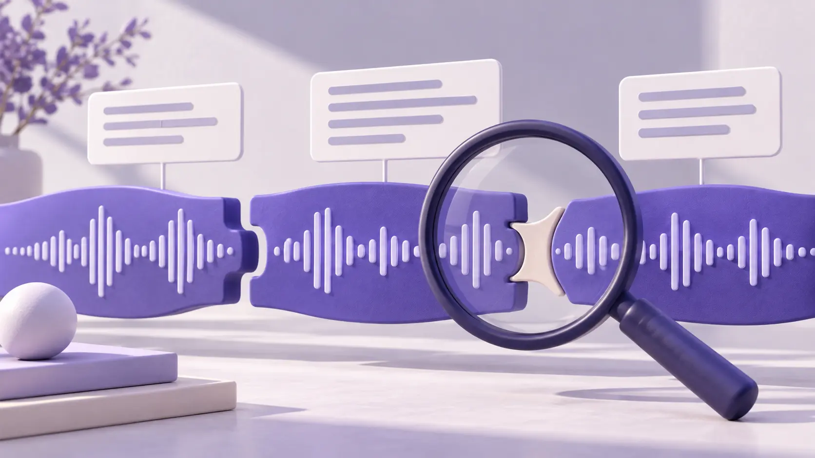 Editorial illustration of Long-Form Audio Transcription.