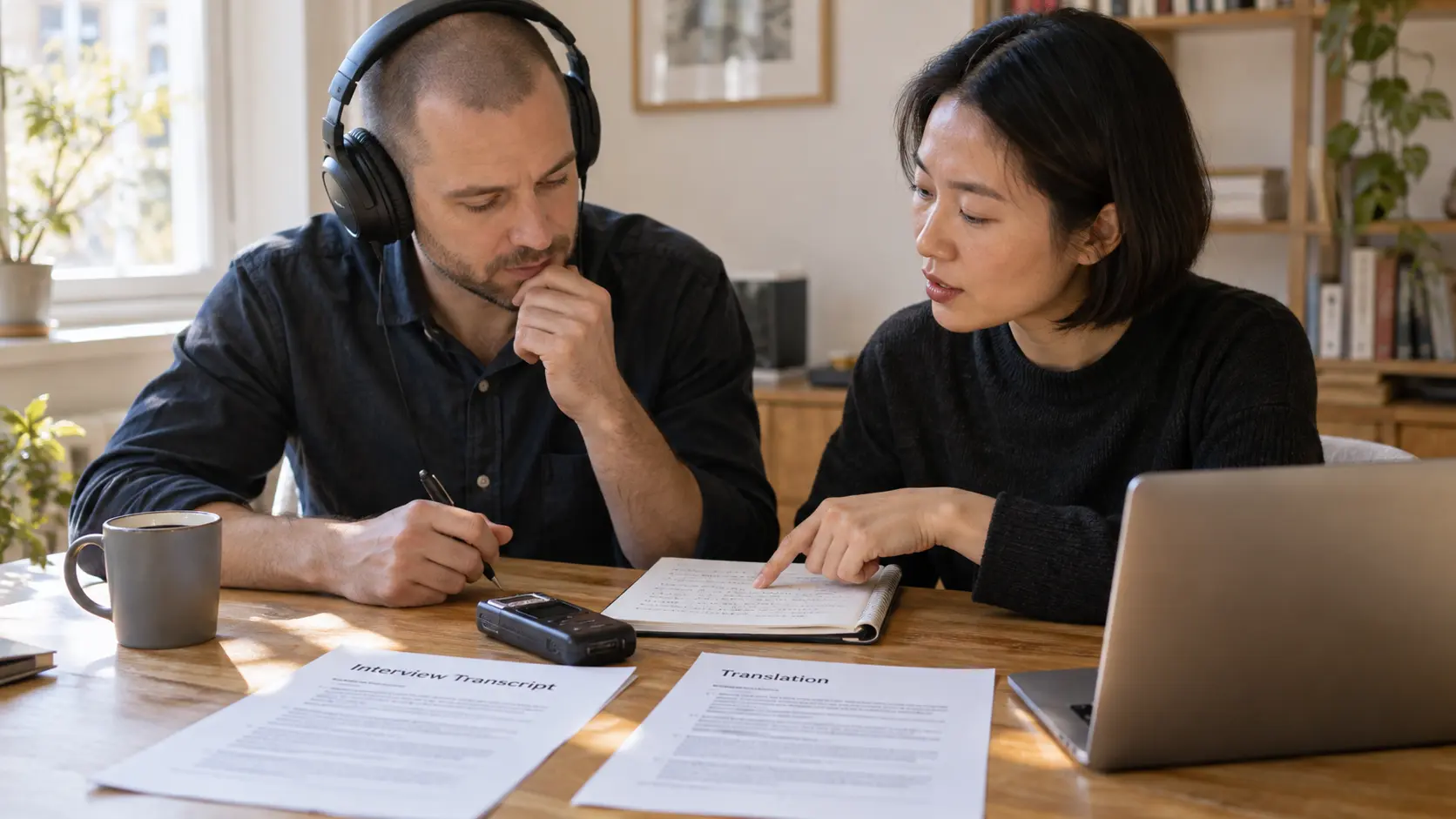 Editorial photograph illustrating Multilingual Transcription vs Speech Translation.