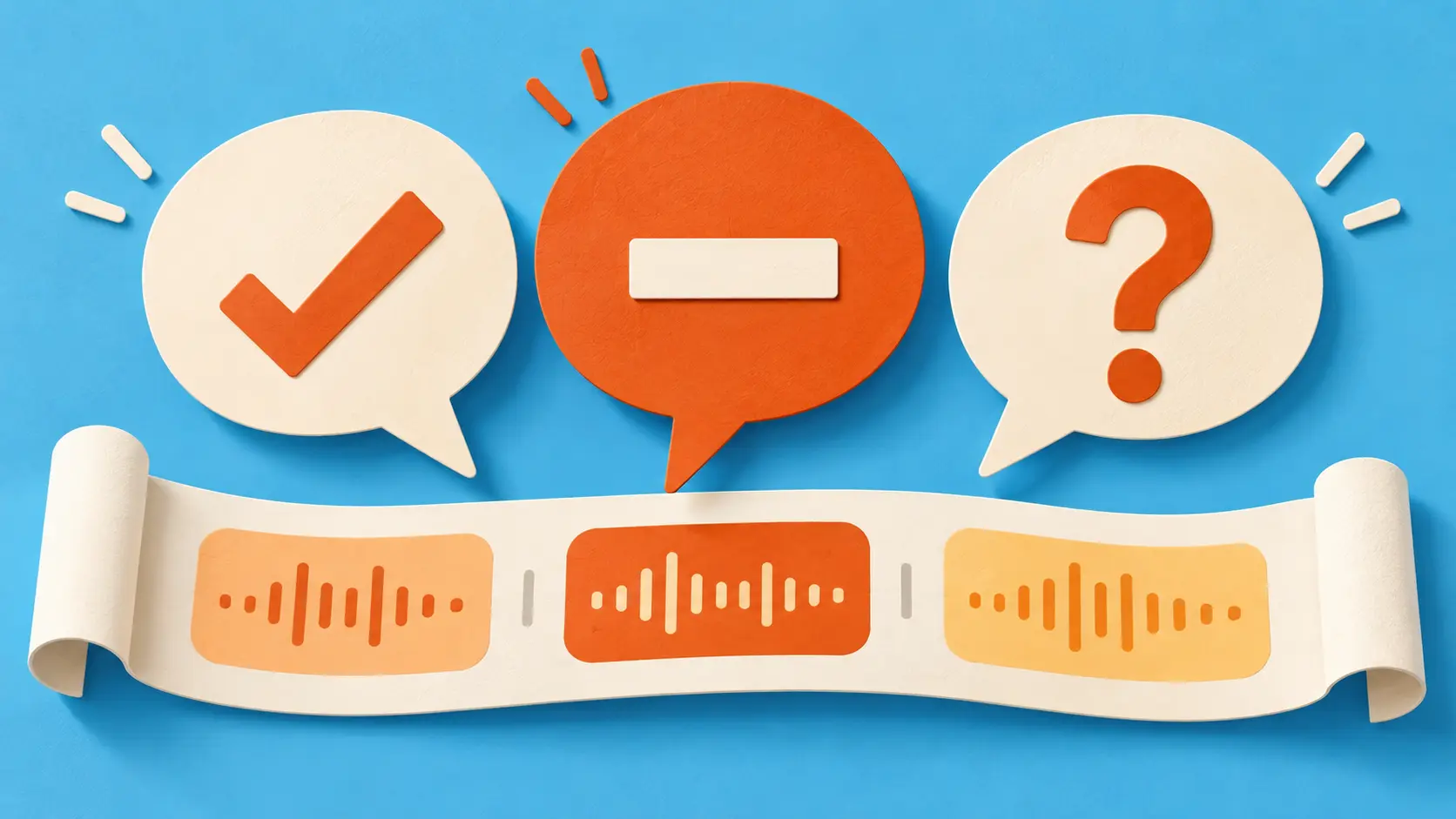 Editorial illustration of Negation and Uncertainty in Speech Transcription.