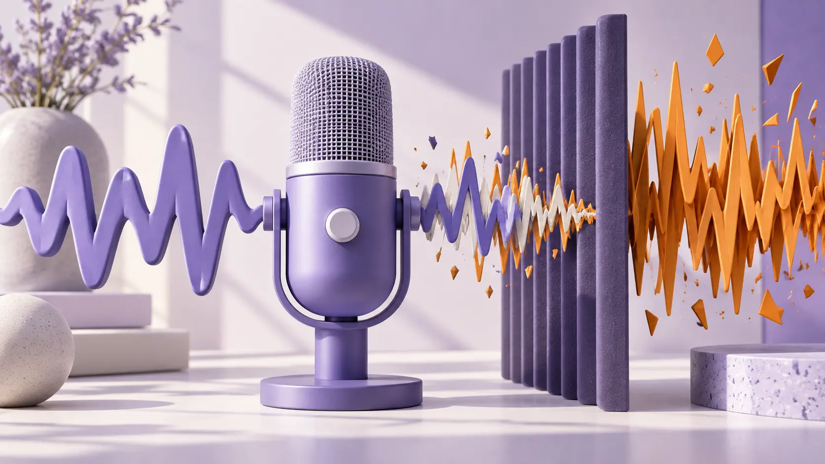 Editorial illustration of Noisy Audio Transcription.