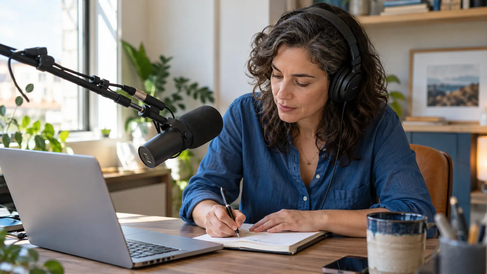 Editorial photograph illustrating Podcast Show Notes from Transcripts.